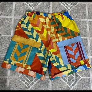 Vintage Colorful Geometric Athletic Shorts